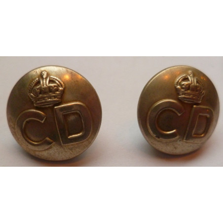 2x Civil Defence Buttons 17mm British
