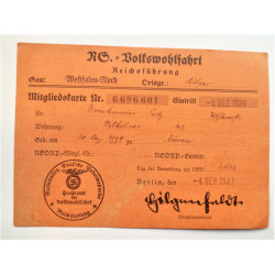 WW2 National Socialist People's Welfare NSV Membership Card