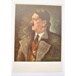 WW2 Adolf Hitler Portrait Post Card By Willy Exner