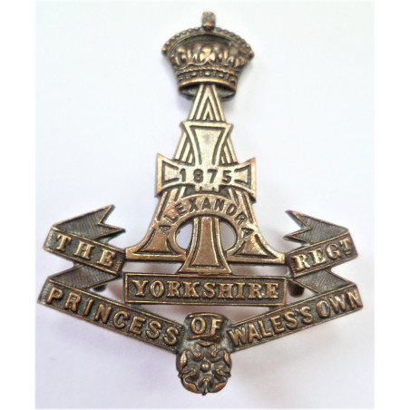 WW1 Princess Of Wales The Yorkshire Regiment Officers Bronze Cap Badge