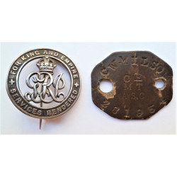Silver Wound And ID Tag to Charles Milsom Army Service Corps
