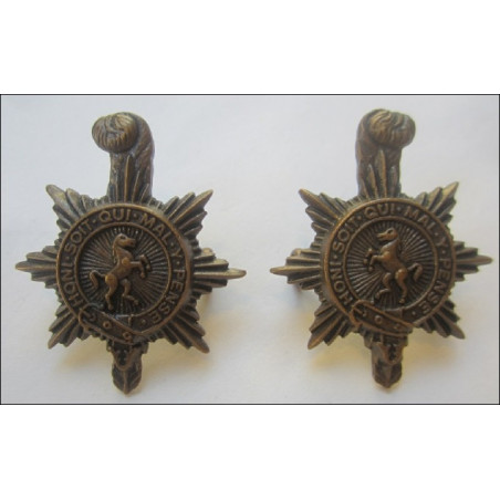 Pair Prince Of Wales Royal Regiment Collar Badges