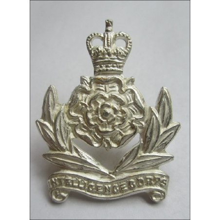 Intelligence Corps Officers Silvered Collar Badge. Queens Crown