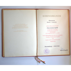 German DDR Certificate of Honour