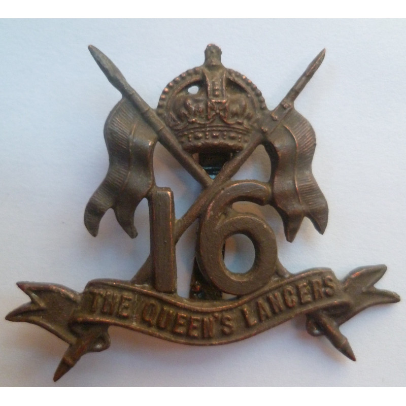 WW1 16th Lancers Officers Bronze Cap Badge Queens Lancers
