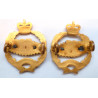 Pair Royal Tank Corps Officers Collar Badges Queens Crown