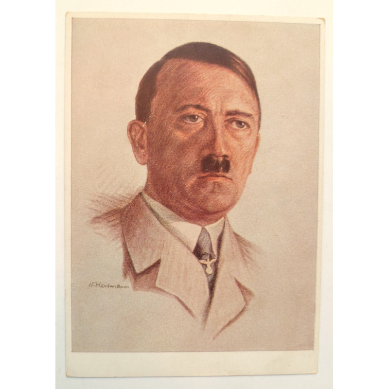 WW2 Adolf Hitler Profile Photo Postcard The Fuhrer, Hartmann