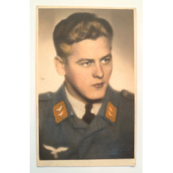 WWII Luftwaffe Colourised Portrait Postcard
