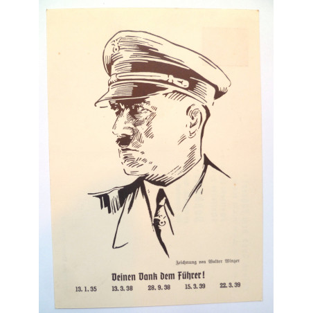 WWII German Adolf Hitler, The Fuhrer Portrait Postcard