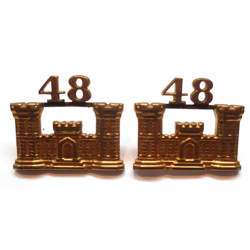 Pair US 48th Engineer Regiment Officers Collar Badges