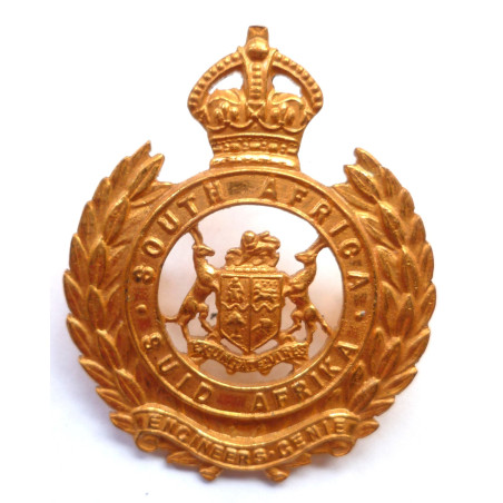 South African Engineers Gilt Cap Badge