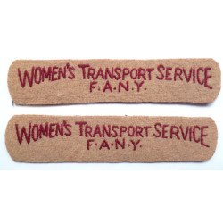 WWII Pair Women's Transport Service F.A.N.Y. Cloth Shoulder Title