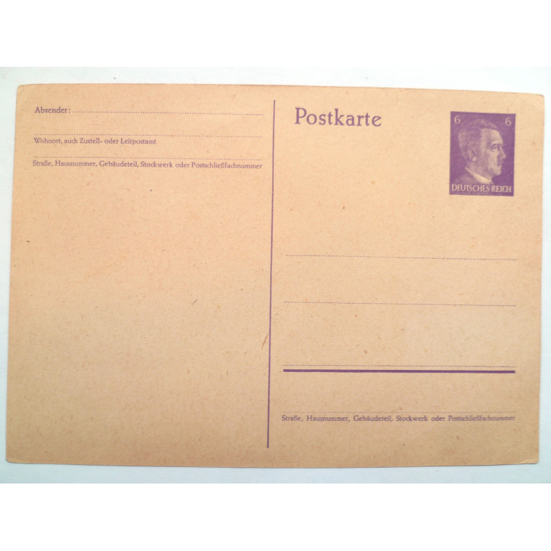 German Third Reich Pre paid Postcard