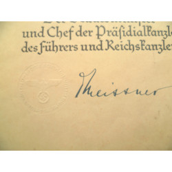 German Third Reich 25 Year Faithful Service Original Citation