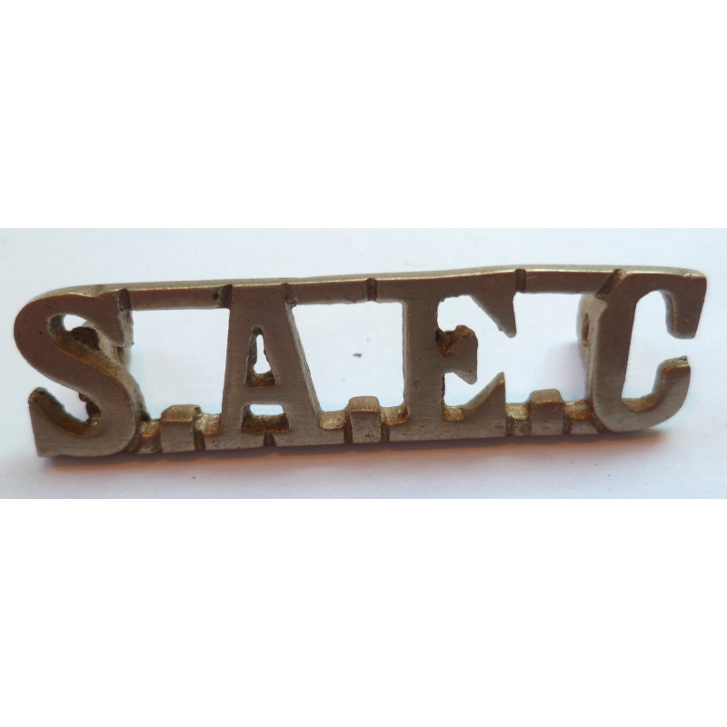 South African Engineers Corps Shoulder Title White Metal