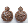 Pair Army Veterinary Corps Officers Bronze Collar Badges WW1