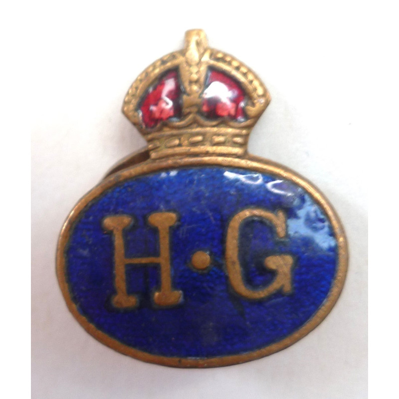 WW2 Home Guard Enameled Lapel Badge HG