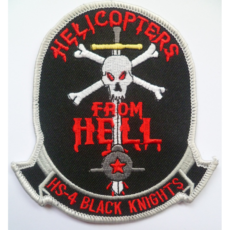 HS-4 Black Knights Anti Submarine Helicopter Squadron Cloth Patch