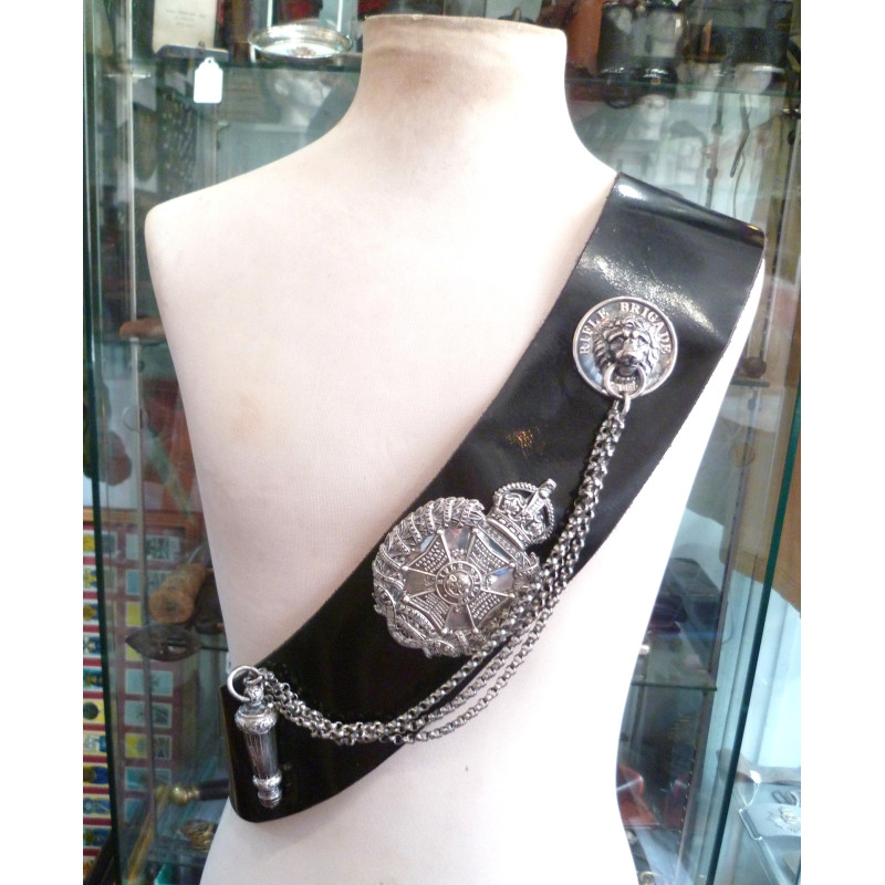 Rifle Brigade Silver Hallmarked Cross Belt & Pouch