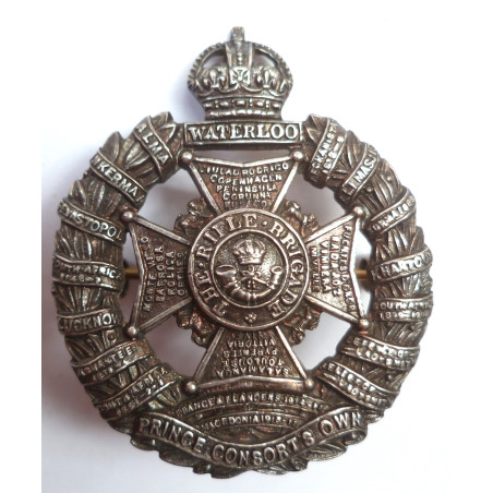 Rifle Brigade Officers Sterling Silver Cap Badge 1919
