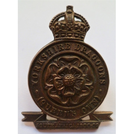 Queens Own Yorkshire Dragoons Yeomanry Officers Forage Cap Badge. British