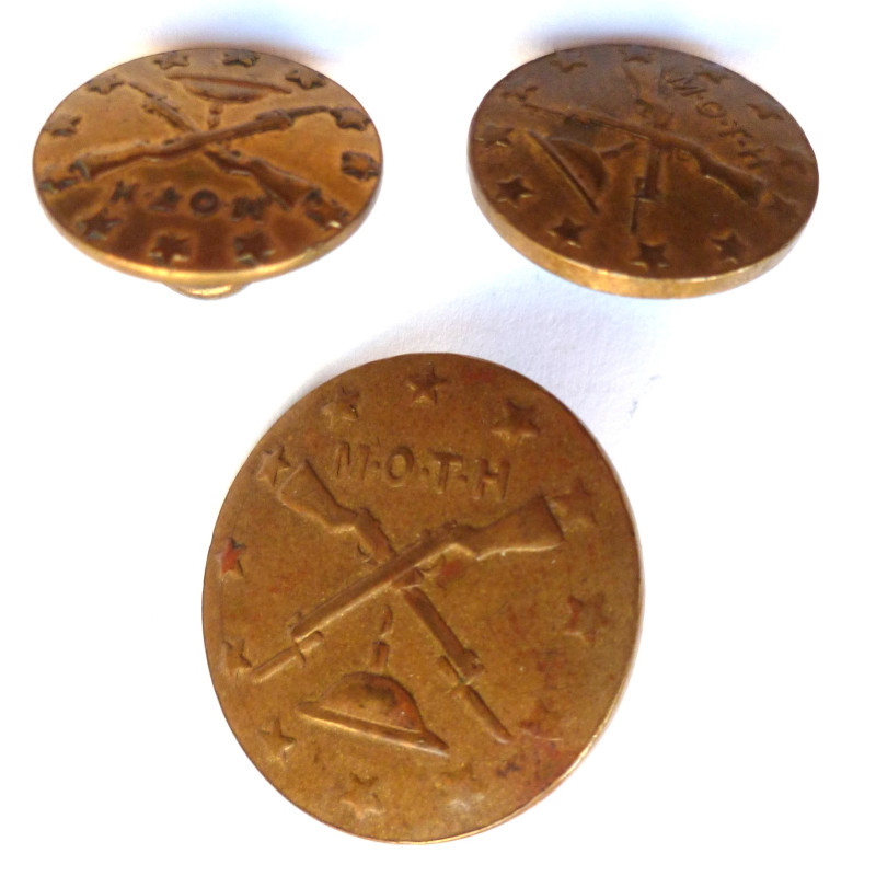 South African - 3 x Memorable Order of Tin Hats M.O.T.H. Buttons