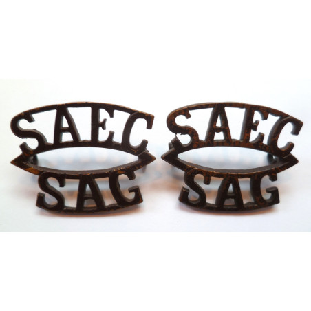 Pair South African Engineer Corps Shoulder Title SAEC