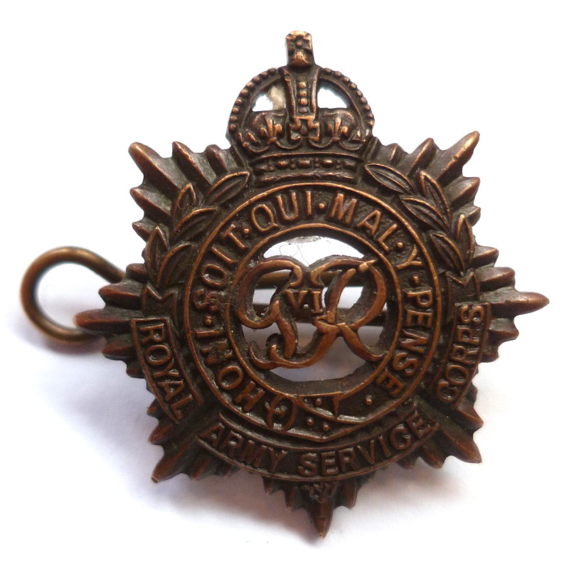 WW2 Royal Army Service Corps Officers Collar Dog Badge