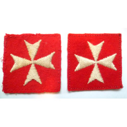 Pair British Troops Malta Garrison Cloth Formation Signs