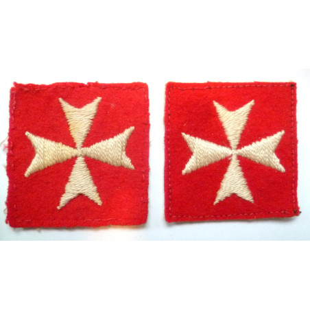 Pair British Troops Malta Garrison Cloth Formation Signs Pair British Troops Malta Garrison Cloth Formation Signs