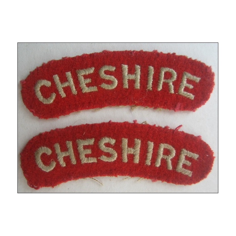 Pair of Cheshire Regiment Cloth Shoulder Title