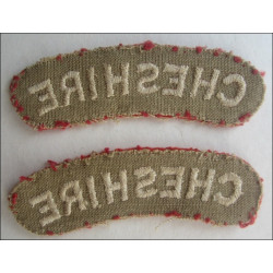 Pair of Cheshire Regiment Cloth Shoulder Title