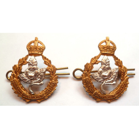 Pair Queen's Own Worcestershire Hussars Officers Collar Dog/Badges