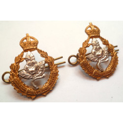 Pair Queen's Own Worcestershire Hussars Officers Collar Dog/Badges
