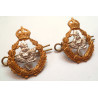 Pair Queen's Own Worcestershire Hussars Officers Collar Dog/Badges