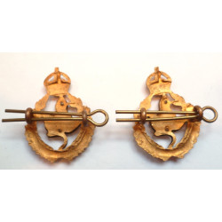 Pair Queen's Own Worcestershire Hussars Officers Collar Dog/Badges