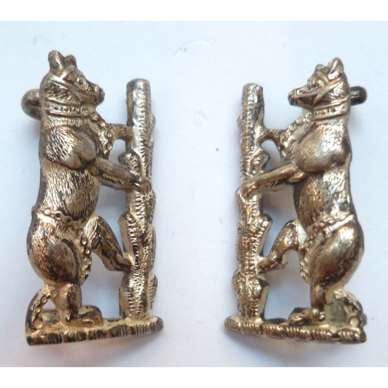 Pair Warwickshire Yeomanry Officer's Collar Badges - British Army