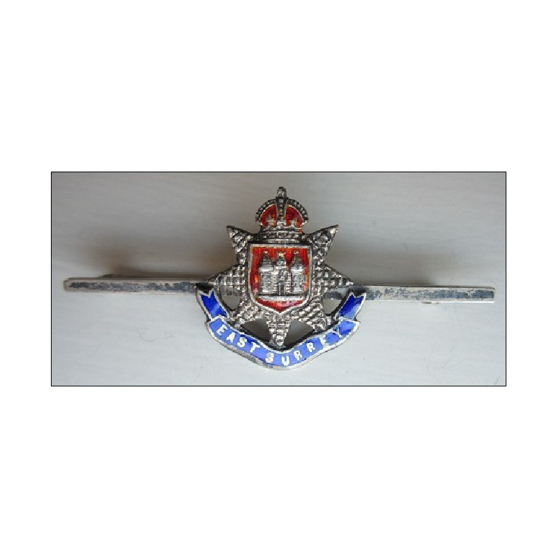 The East Surrey Regiment Sweetheart brooch, Sterling Silver and Enamel
