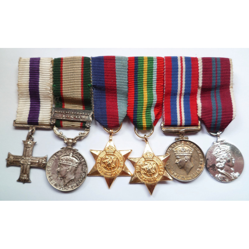 WW2 Mounted Military Cross, India General Service Miniature Medal Group of 6