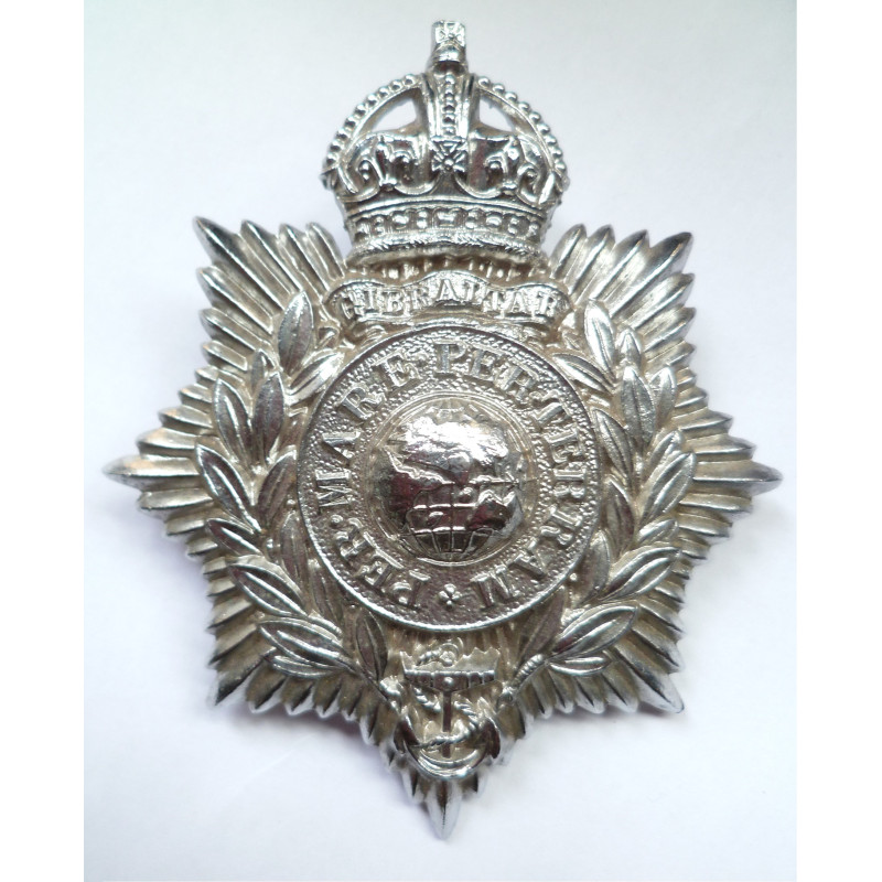 Royal Marines White Metal Helmet Plate Badge - British Army