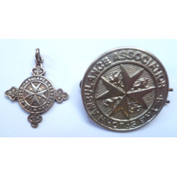 St Johns Ambulance Association Silver Pendant and Cap Badge