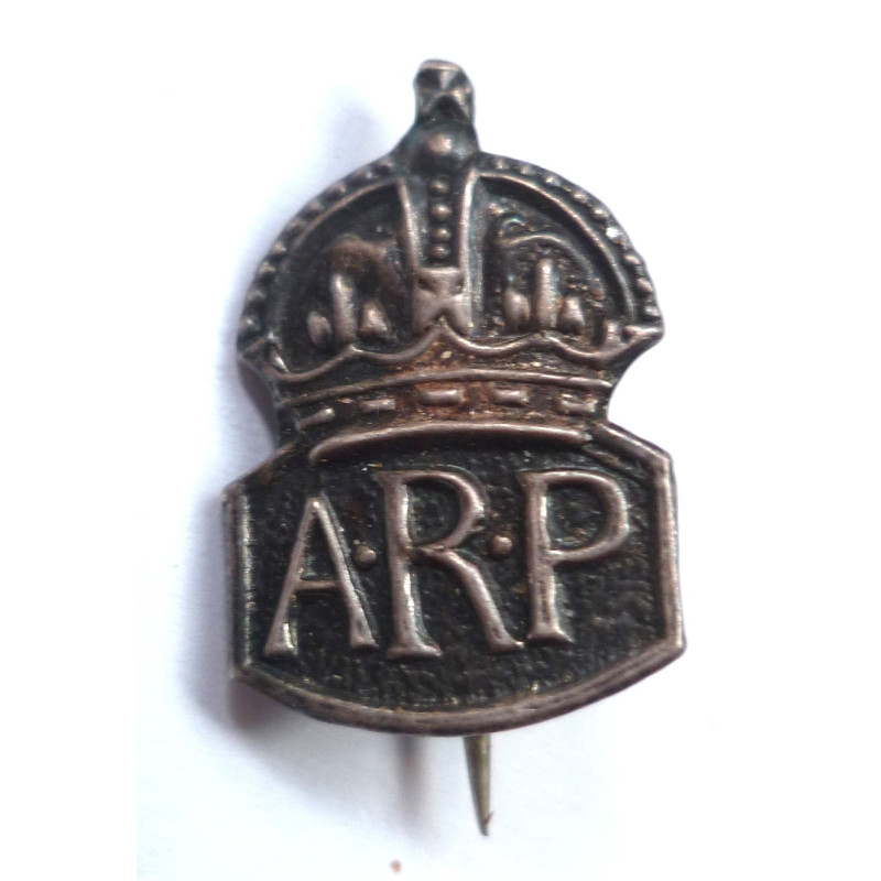 Small Size ARP Sterling Silver Pin Badge  - Air Raid Precautions British Army