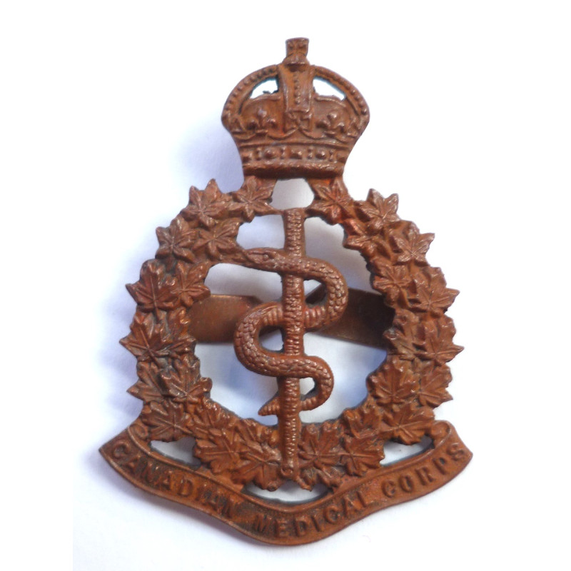 WW1 Canadian Medical Corps Officer Bronze Cap Badge - British Military insignia