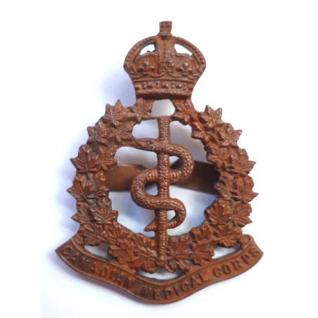 WW1 Canadian Medical Corps Officer Bronze Cap Badge - British Military insignia