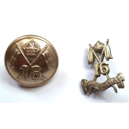 16th Light Cavalry Lancers Regiment Collar Badge and Button- British Indian Army insignia
