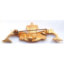 Royal Navy Submarine Service gilt and Enamel Dolphin Badge - British Army Insignia