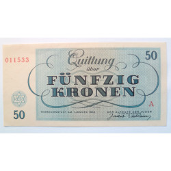 German Fifty kronen Theresienstadt Ghetto Money in 1943