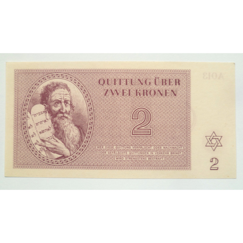 German Two kronen Theresienstadt Ghetto Money in 1943