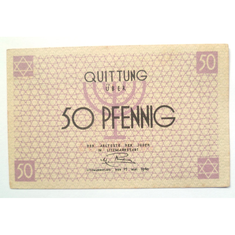 Lodz Litzmannstadt Germany Ghetto Currency 50 Pfennig Money