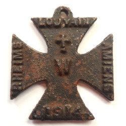 WW1 British Propaganda Iron Cross 1914 DINANT GHENT ANTWERP RHEIMS LOUVAIN AMIENS - British Army Insignia